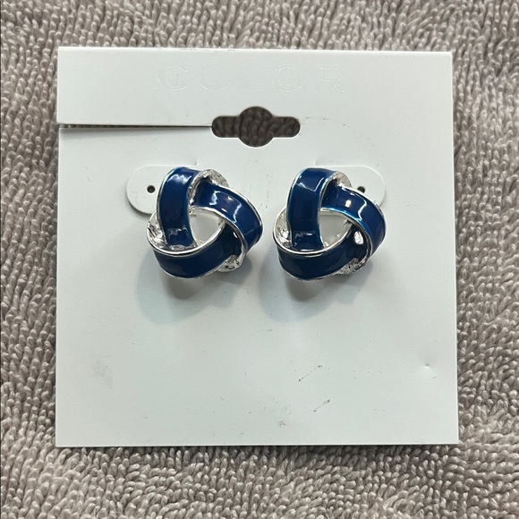 Kohl's Navy and Silver Knot Earrings - Picture 1 of 1